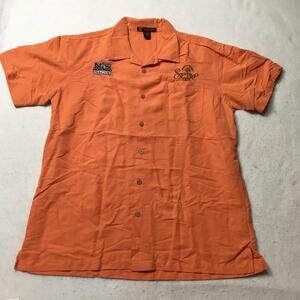 Harriton Men's Chest Pocket embroidered Camp Shirt orange N&S TRACTOR